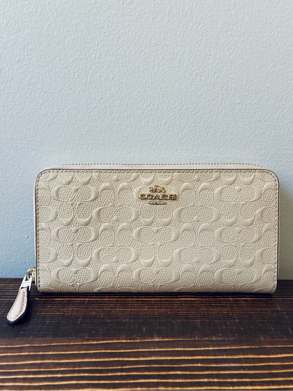 Coach Accordion Zip Wallet in Debossed Leather